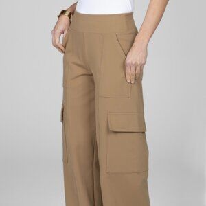 Beige High Waisted Cargo Pocket Wide Leg Pants